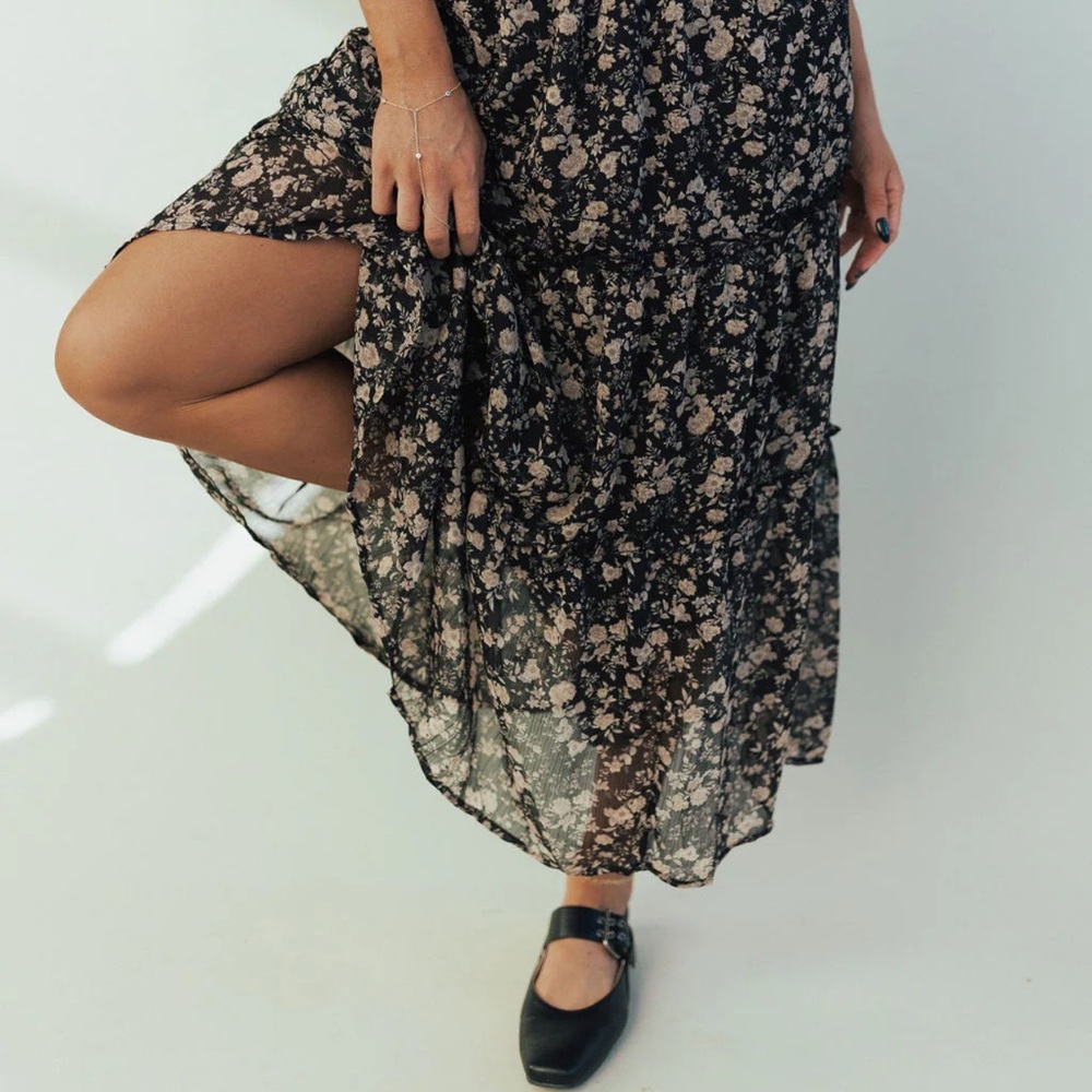 Floral Black and Cream Women's Skirt